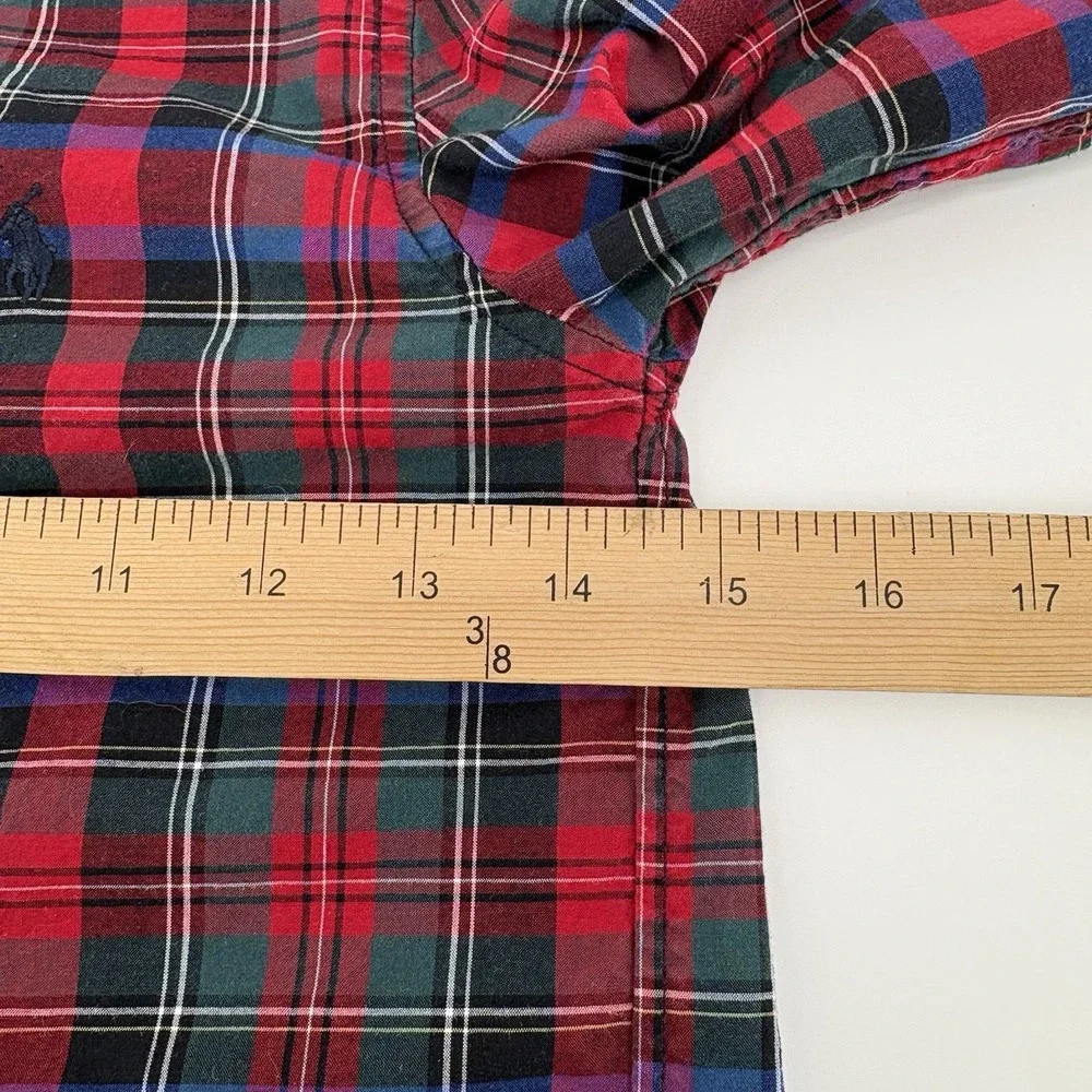 Ralph Lauren Boys Multicolor‎ Red Plaid Button Down Shirt Size 7